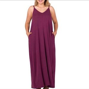 ZENANA Adjustable Spaghetti Strap V-neck Cami Maxi Dress